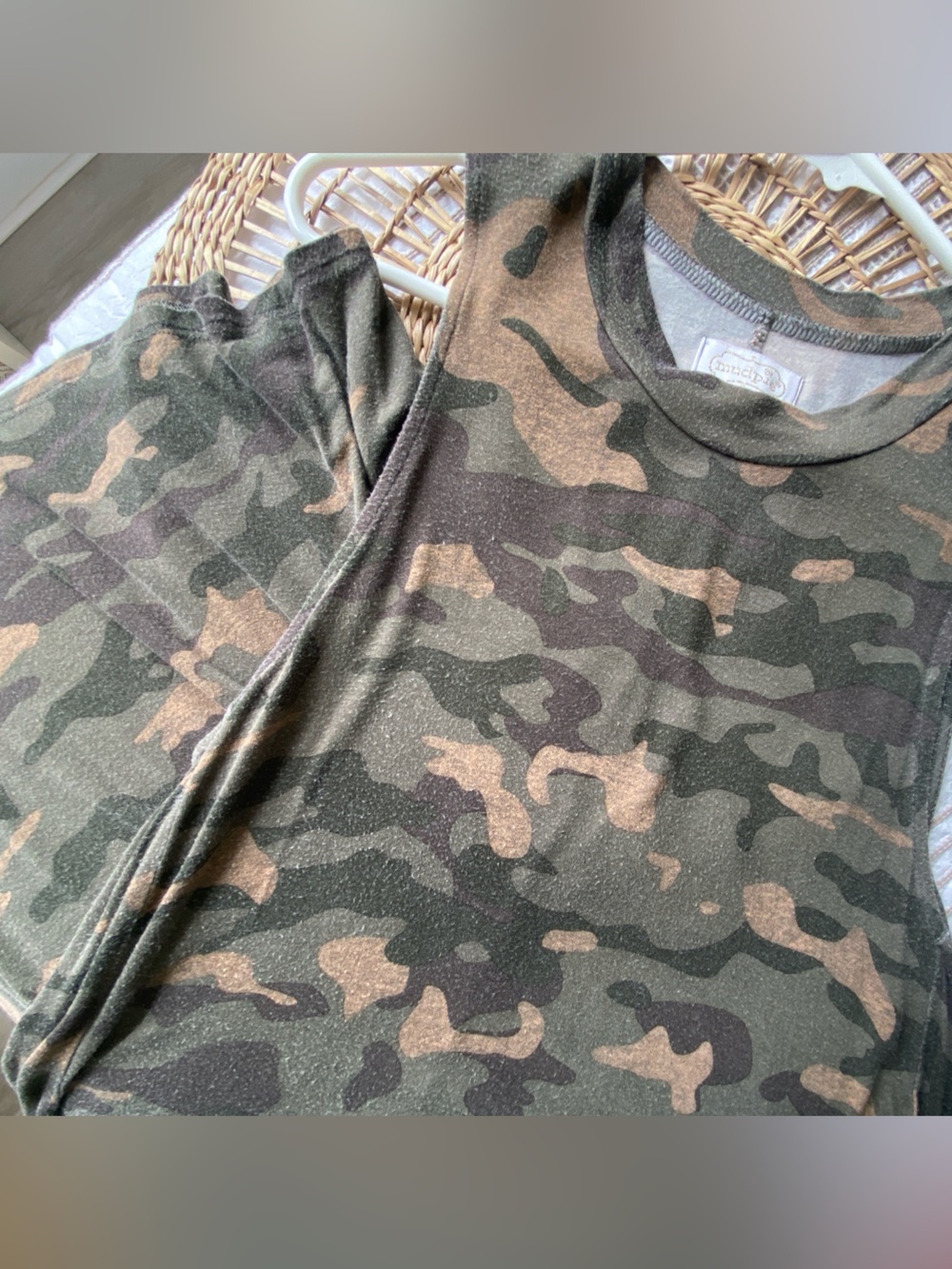 Mud Pie Camo Sleeveless Shift Dress in Olive & Brown - Picture 4 of 6